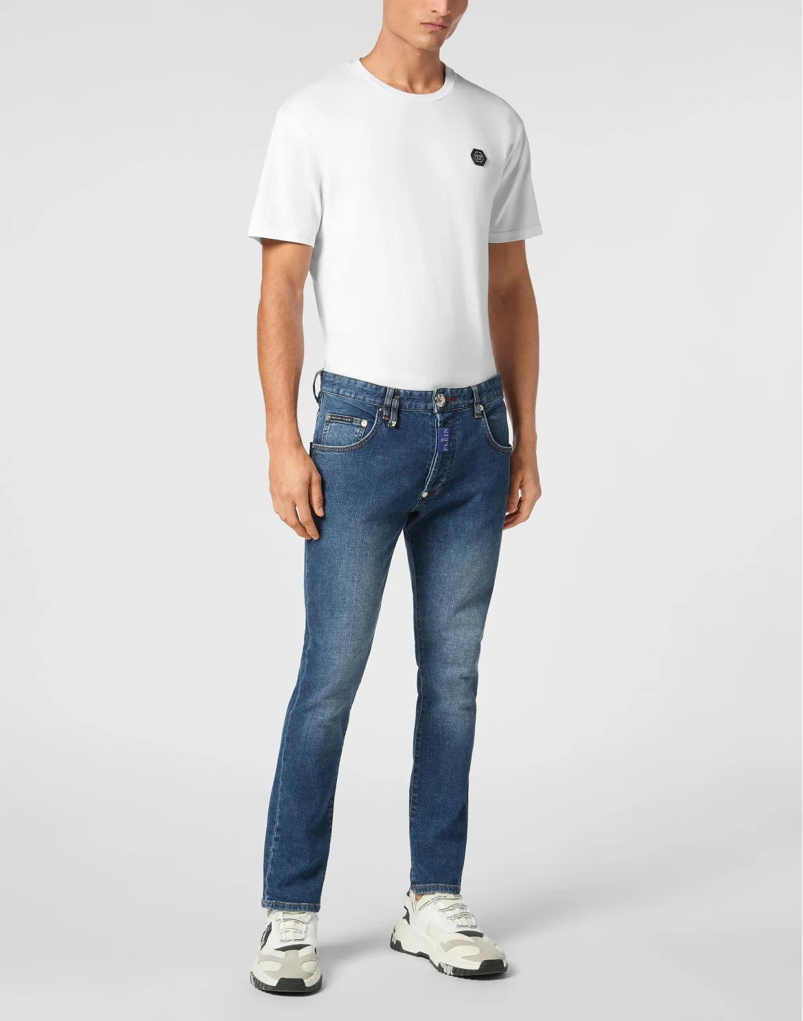 Denim Skinny Fit Trousers Hexagon, цвет: Синий