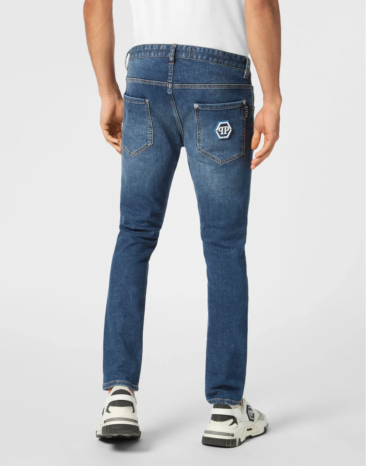 Denim Skinny Fit Trousers Hexagon, цвет: Синий