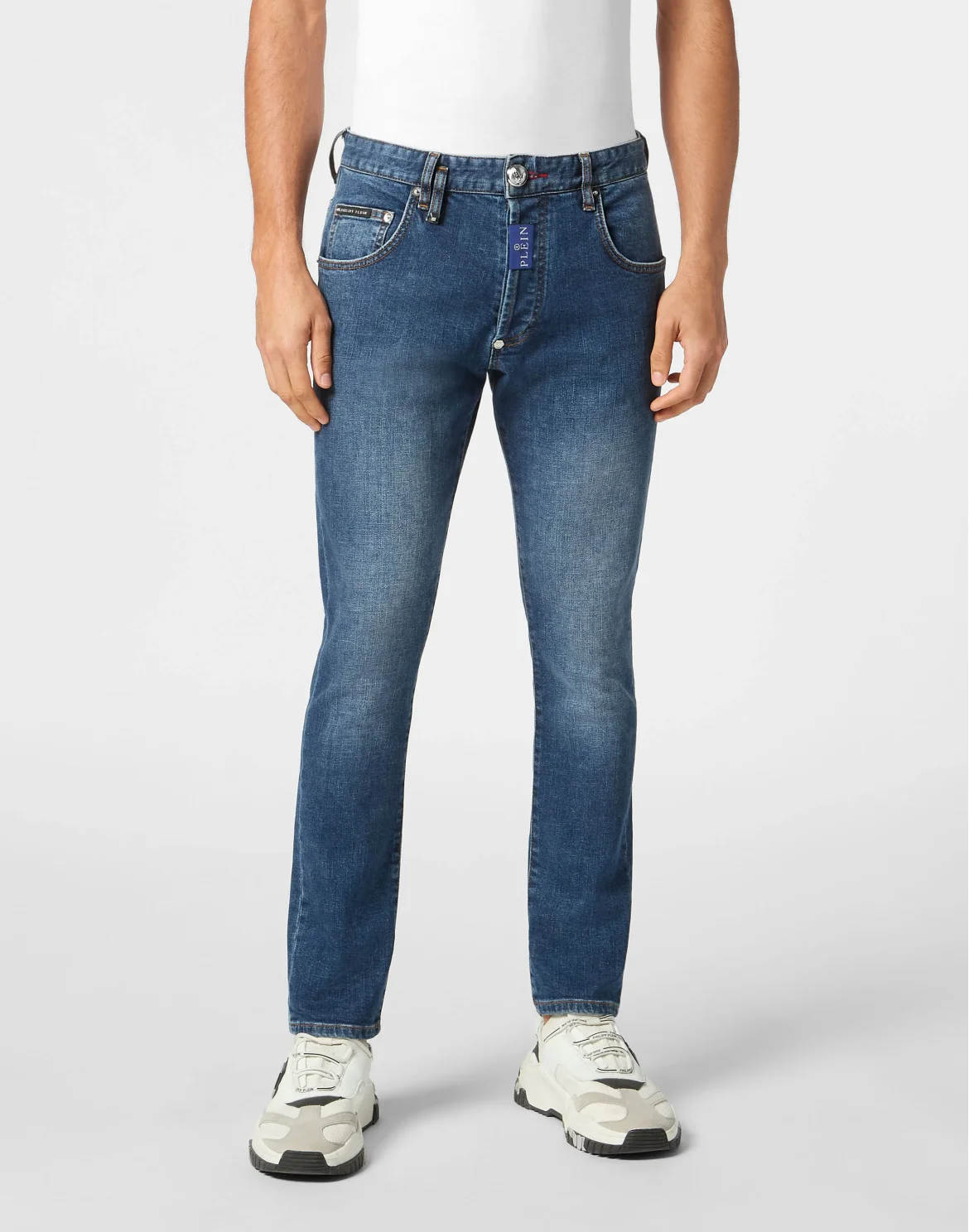 Denim Skinny Fit Trousers Hexagon, цвет: Синий