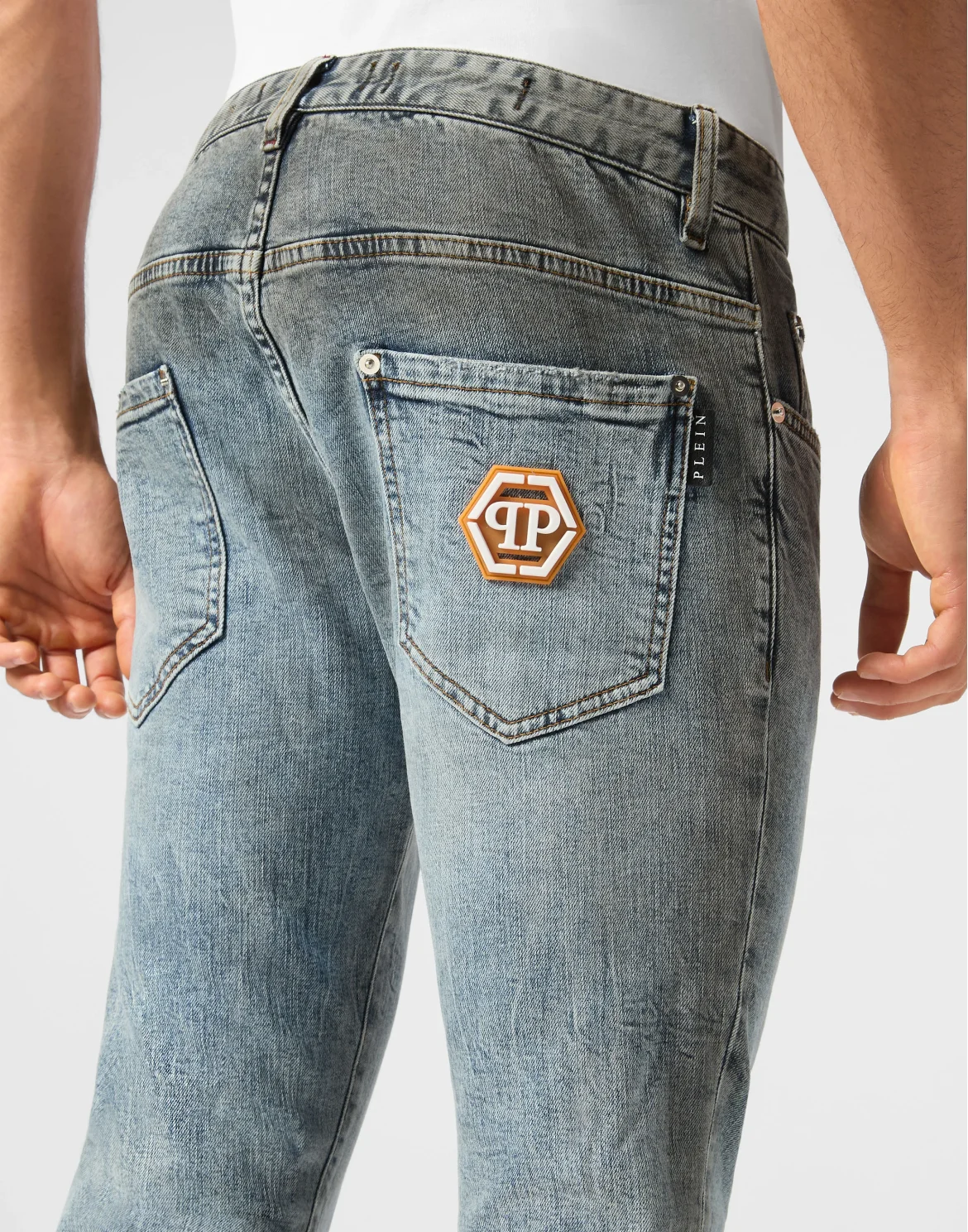 Denim Skinny Fit Trousers Hexagon, цвет: Серый