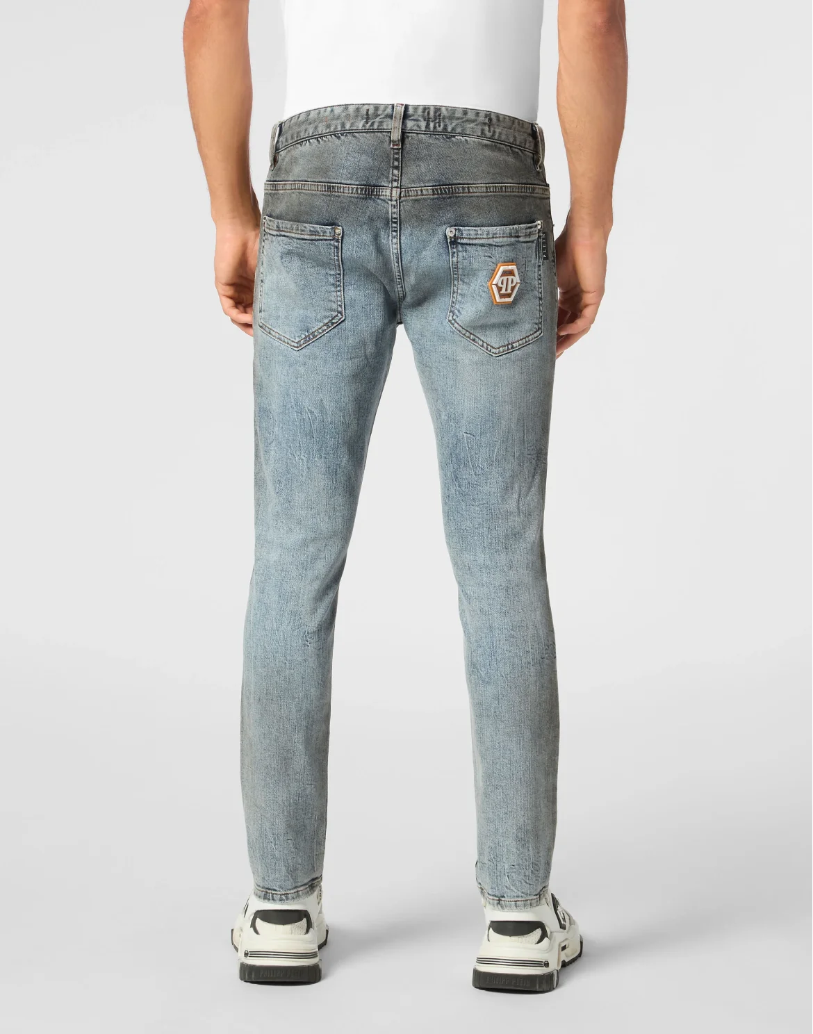 Denim Skinny Fit Trousers Hexagon, цвет: Серый