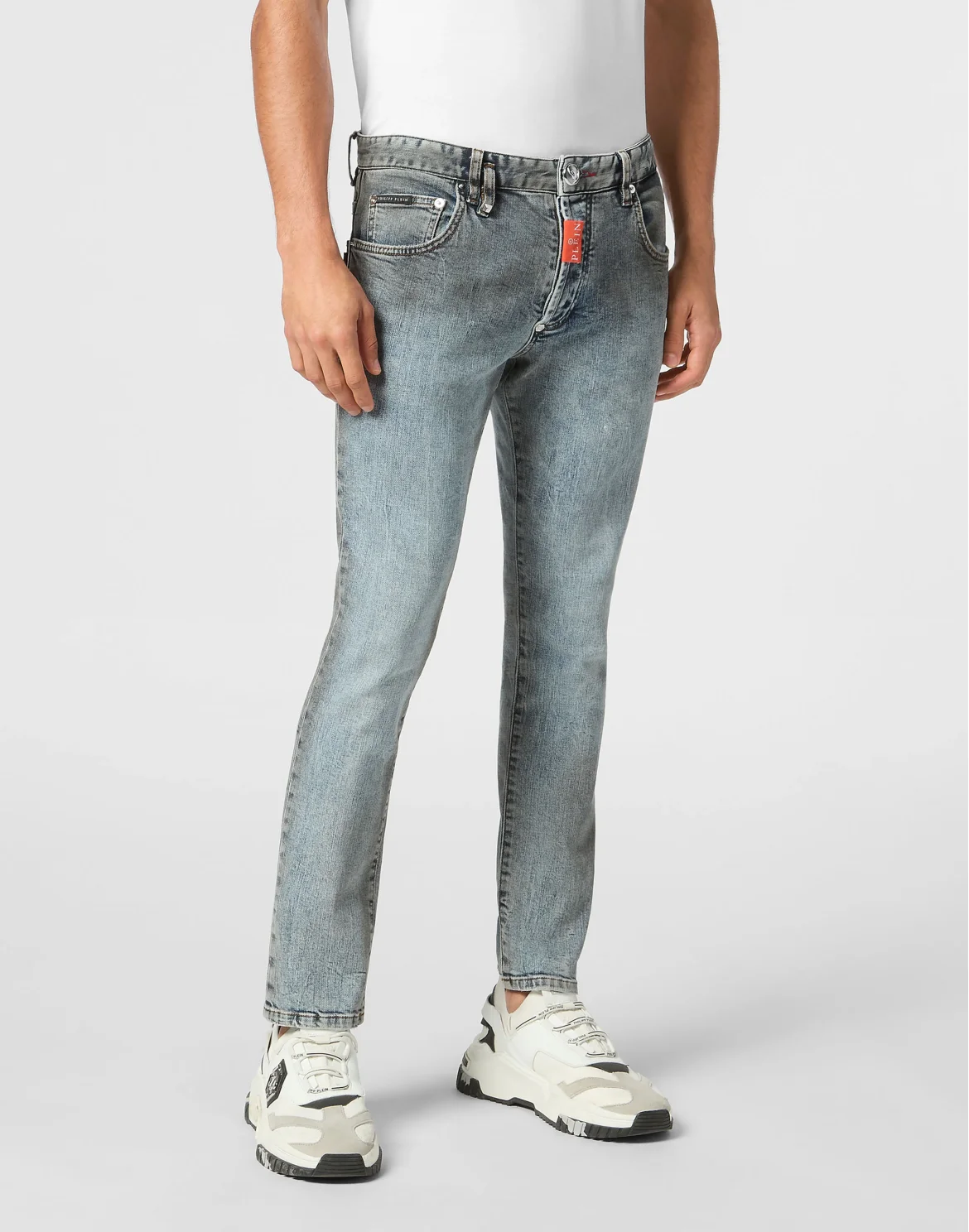 Denim Skinny Fit Trousers Hexagon, цвет: Серый