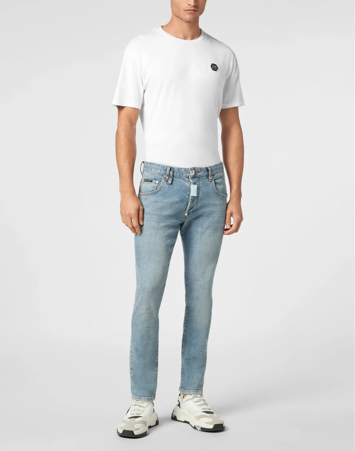 Denim Skinny Fit Trousers Hexagon, цвет: Серый