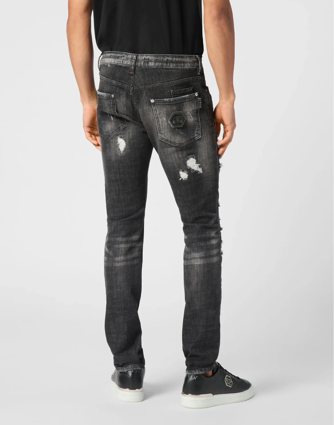 Denim Super Straight Cut Fit Trousers Hexagon, цвет: Черный