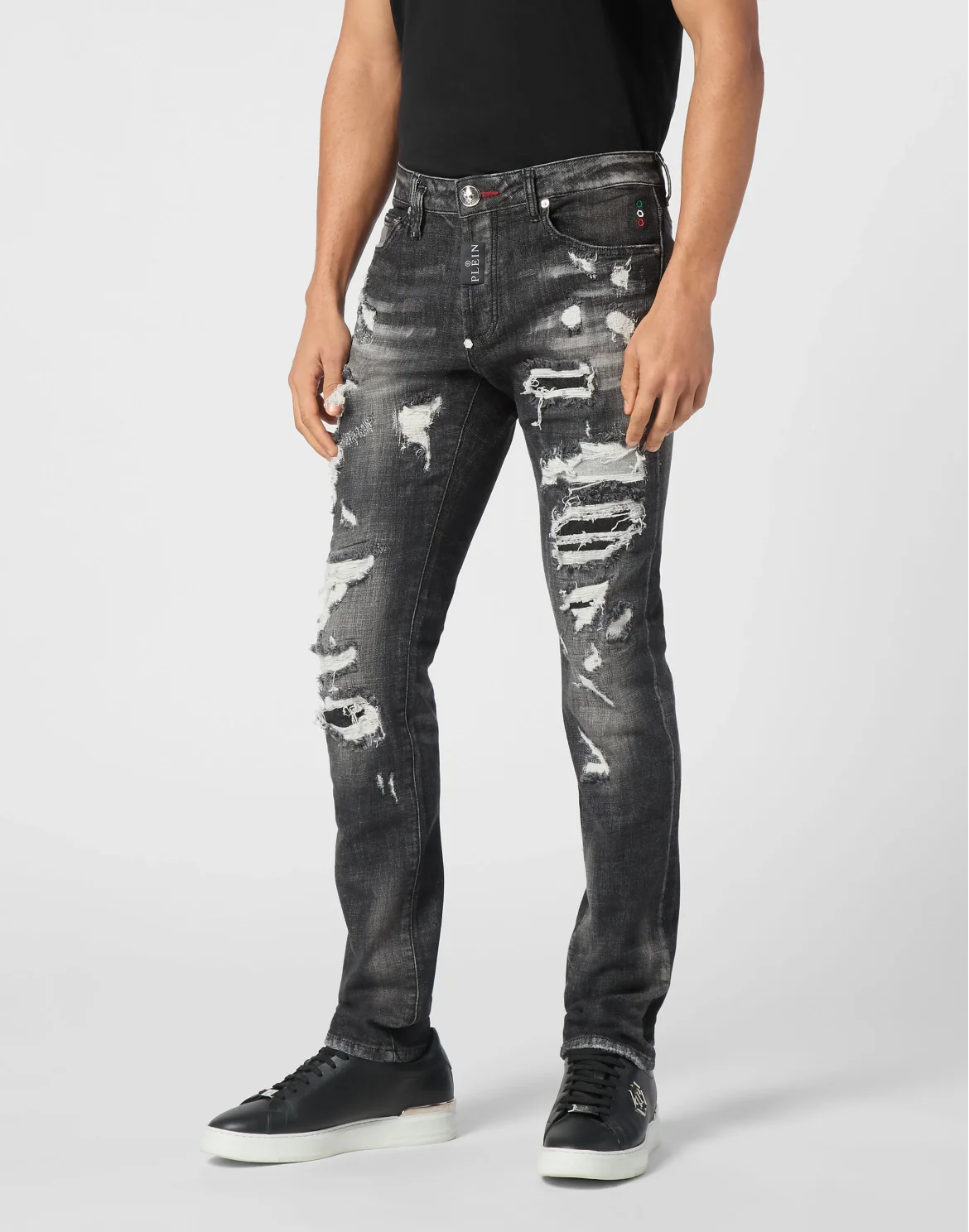 Denim Super Straight Cut Fit Trousers Hexagon, цвет: Черный
