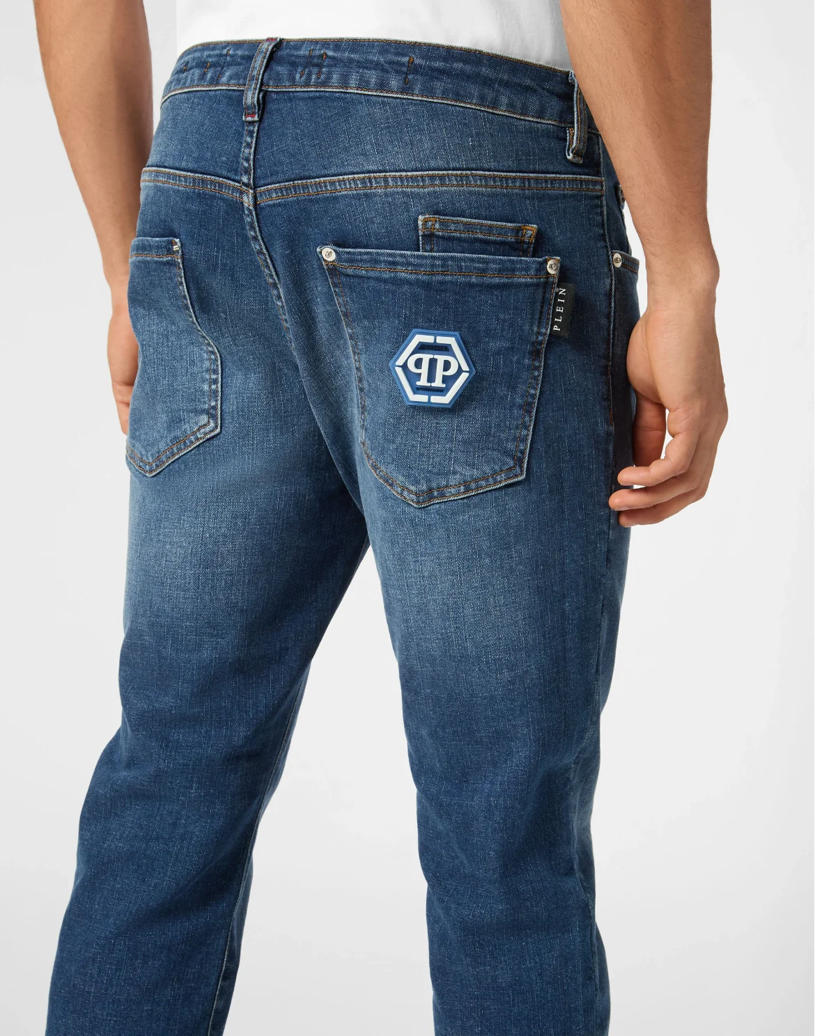Denim Super Straight Cut Fit Trousers Hexagon, цвет: Синий