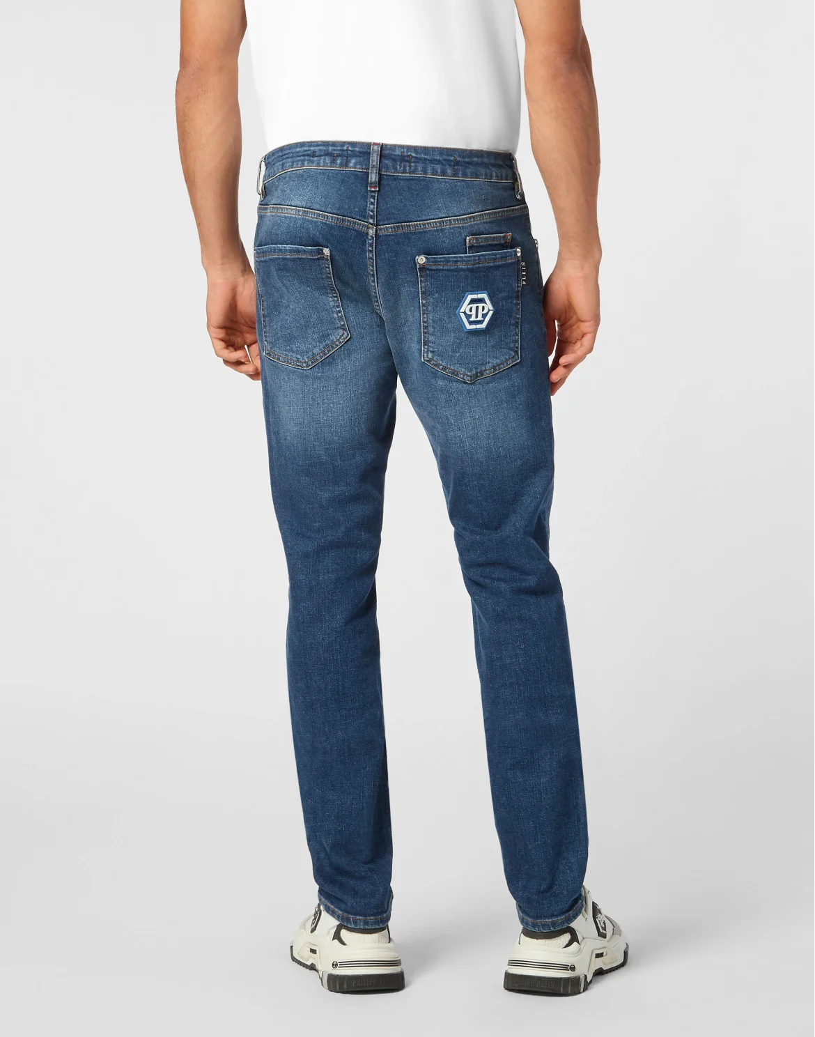 Denim Super Straight Cut Fit Trousers Hexagon, цвет: Синий