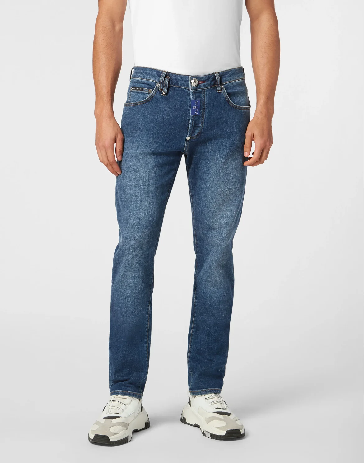 Denim Super Straight Cut Fit Trousers Hexagon, цвет: Синий