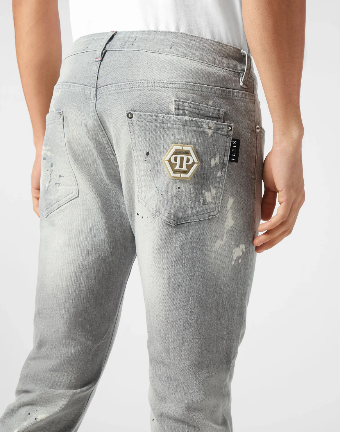 Denim Super Straight Cut Fit Trousers Hexagon, цвет: Серый
