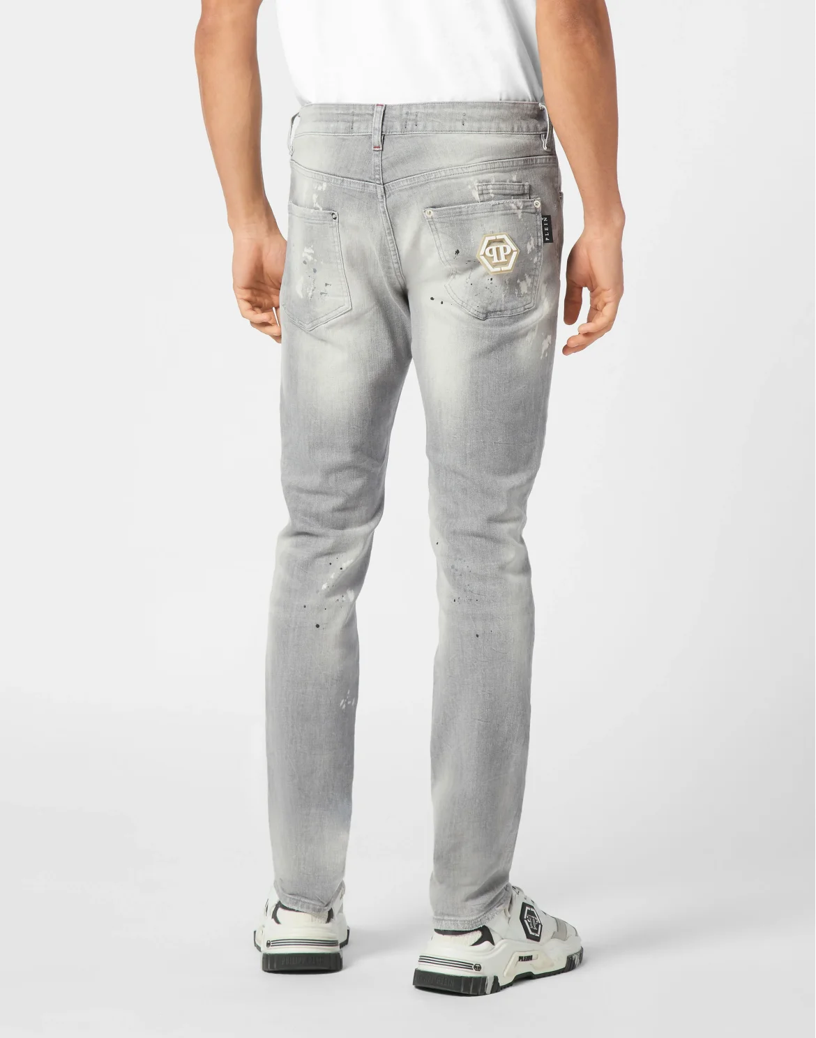 Denim Super Straight Cut Fit Trousers Hexagon, цвет: Серый