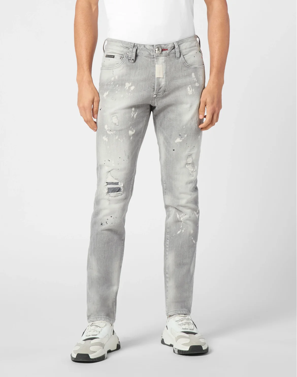 Denim Super Straight Cut Fit Trousers Hexagon, цвет: Серый