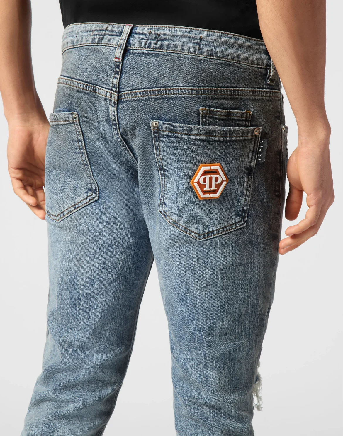 Denim Super Straight Cut Fit Trousers Hexagon, цвет: Серый
