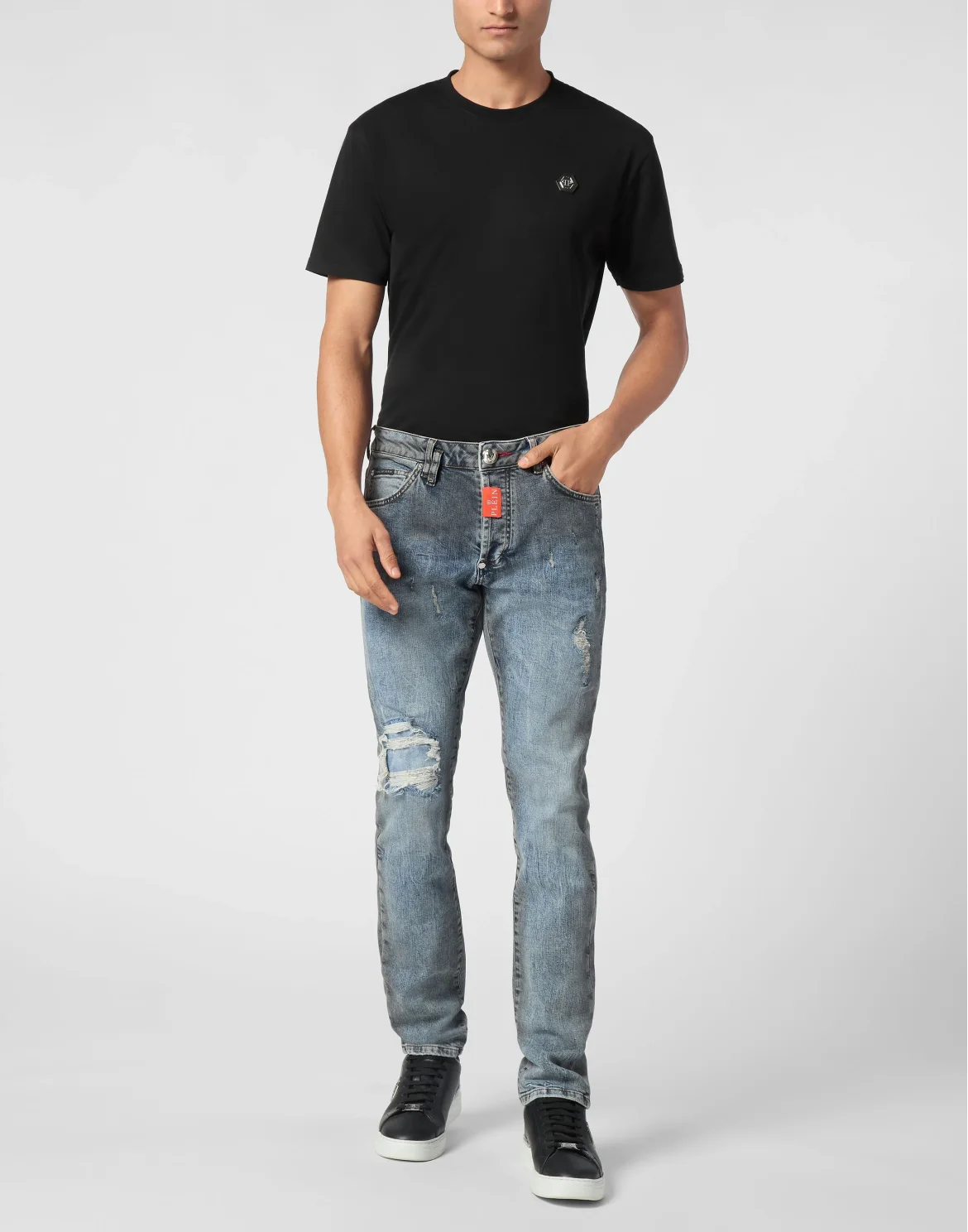 Denim Super Straight Cut Fit Trousers Hexagon, цвет: Серый