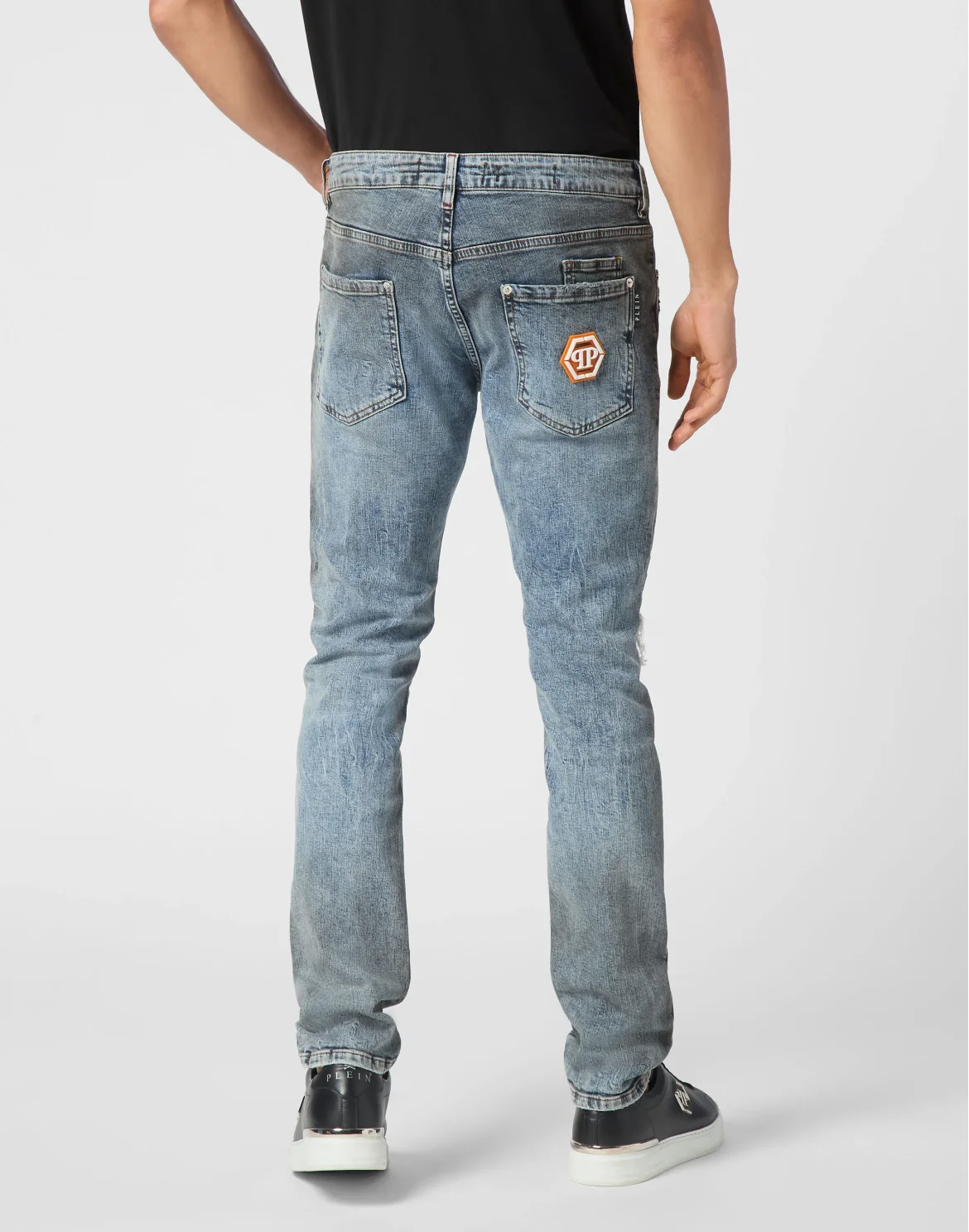 Denim Super Straight Cut Fit Trousers Hexagon, цвет: Серый