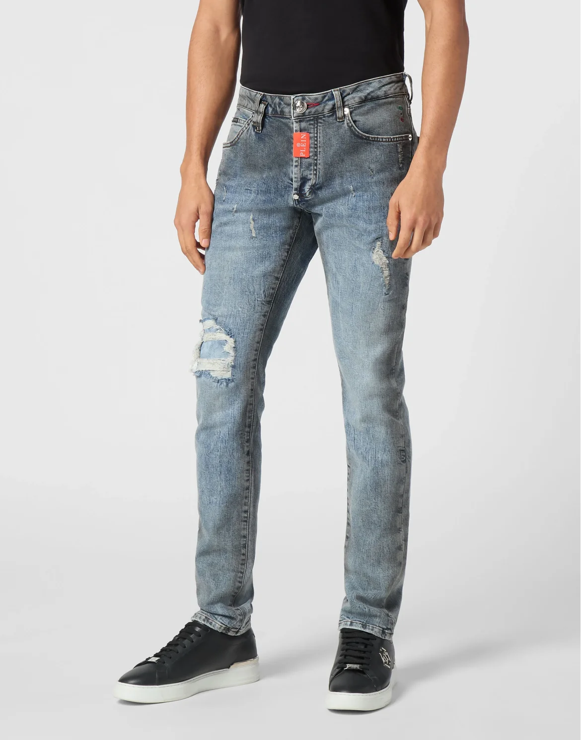 Denim Super Straight Cut Fit Trousers Hexagon, цвет: Серый