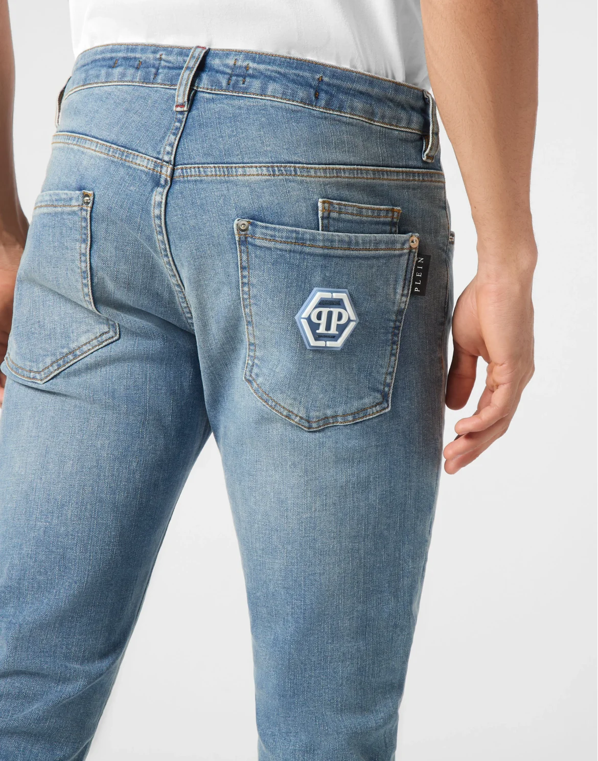 Denim Super Straight Cut Fit Trousers Hexagon, цвет: Серый