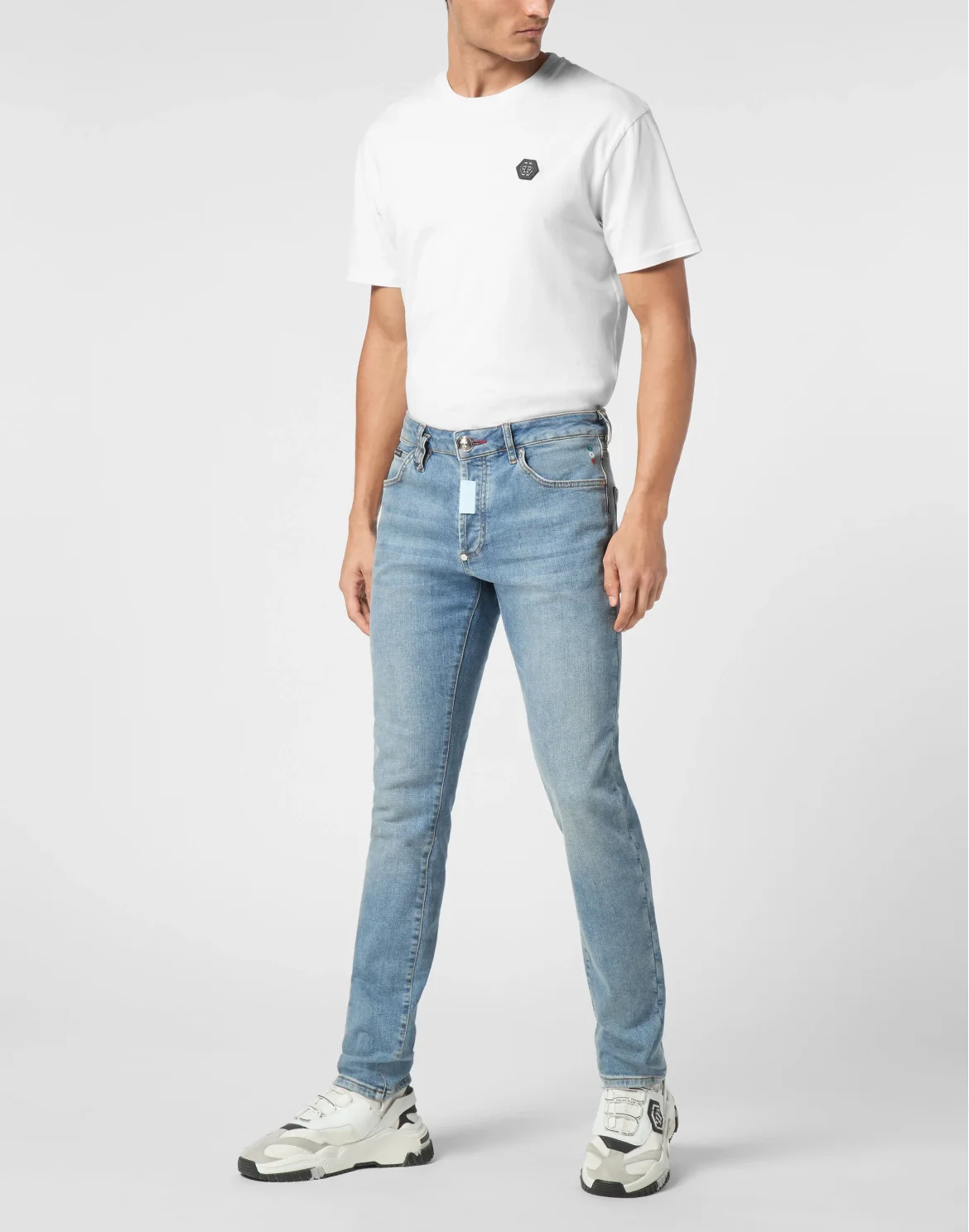 Denim Super Straight Cut Fit Trousers Hexagon, цвет: Серый