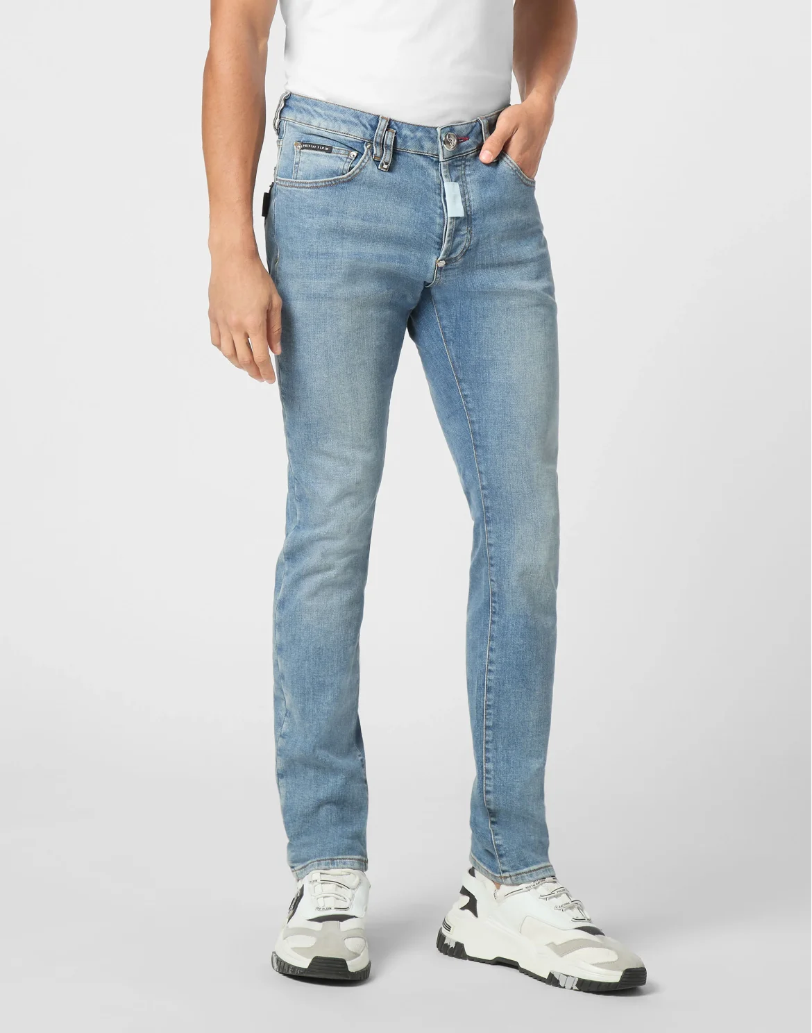 Denim Super Straight Cut Fit Trousers Hexagon, цвет: Серый