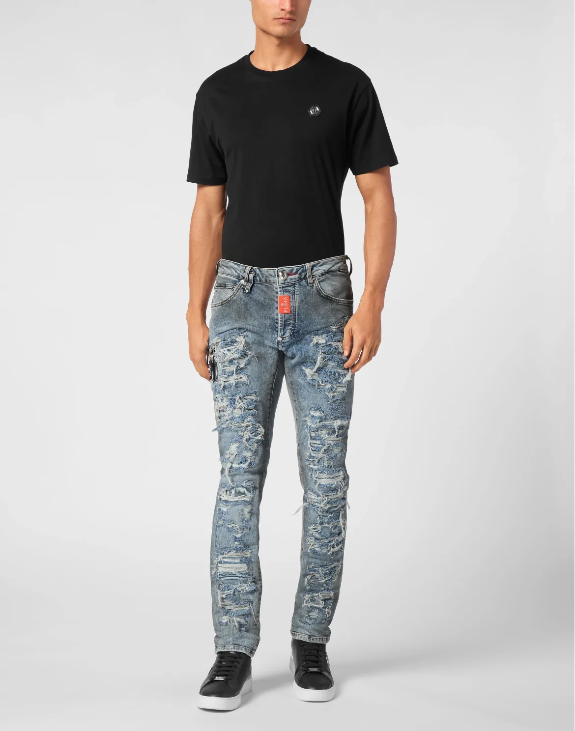 Denim Rock Star Fit Trousers Hexagon, цвет: Серый