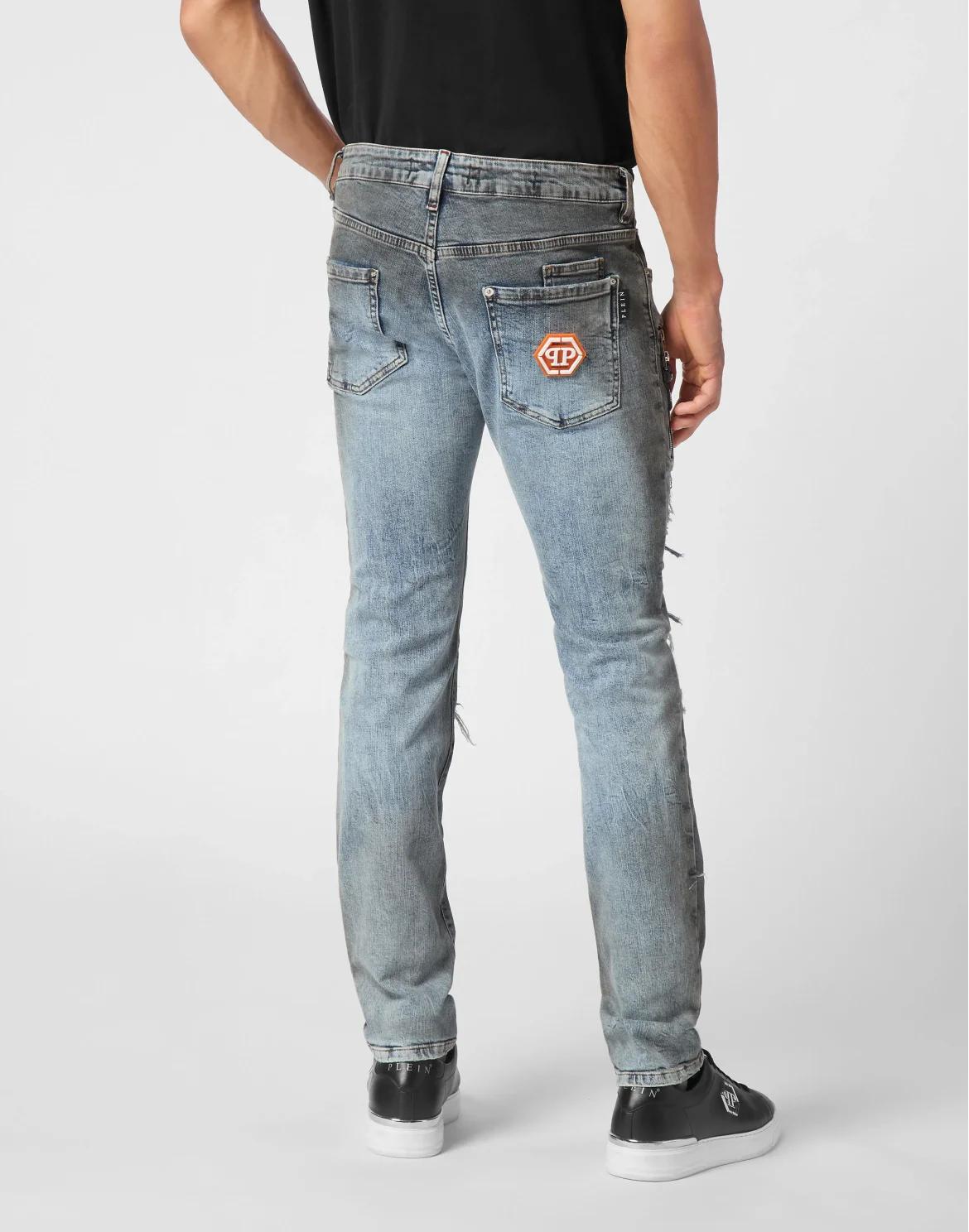 Denim Rock Star Fit Trousers Hexagon, цвет: Серый