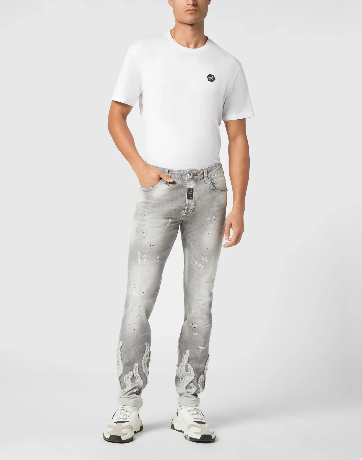 Denim Super Straight Cut Fit Trousers Flame, цвет: Серый