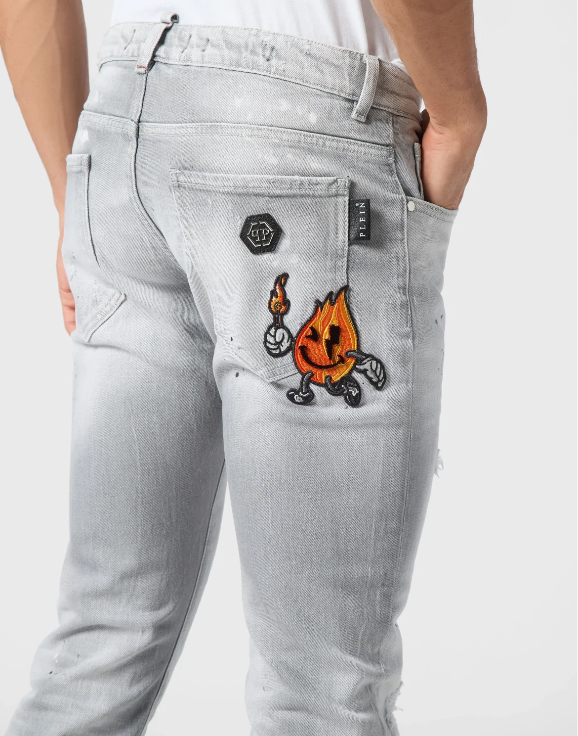 Denim Super Straight Cut Trousers Smile, цвет: Серый