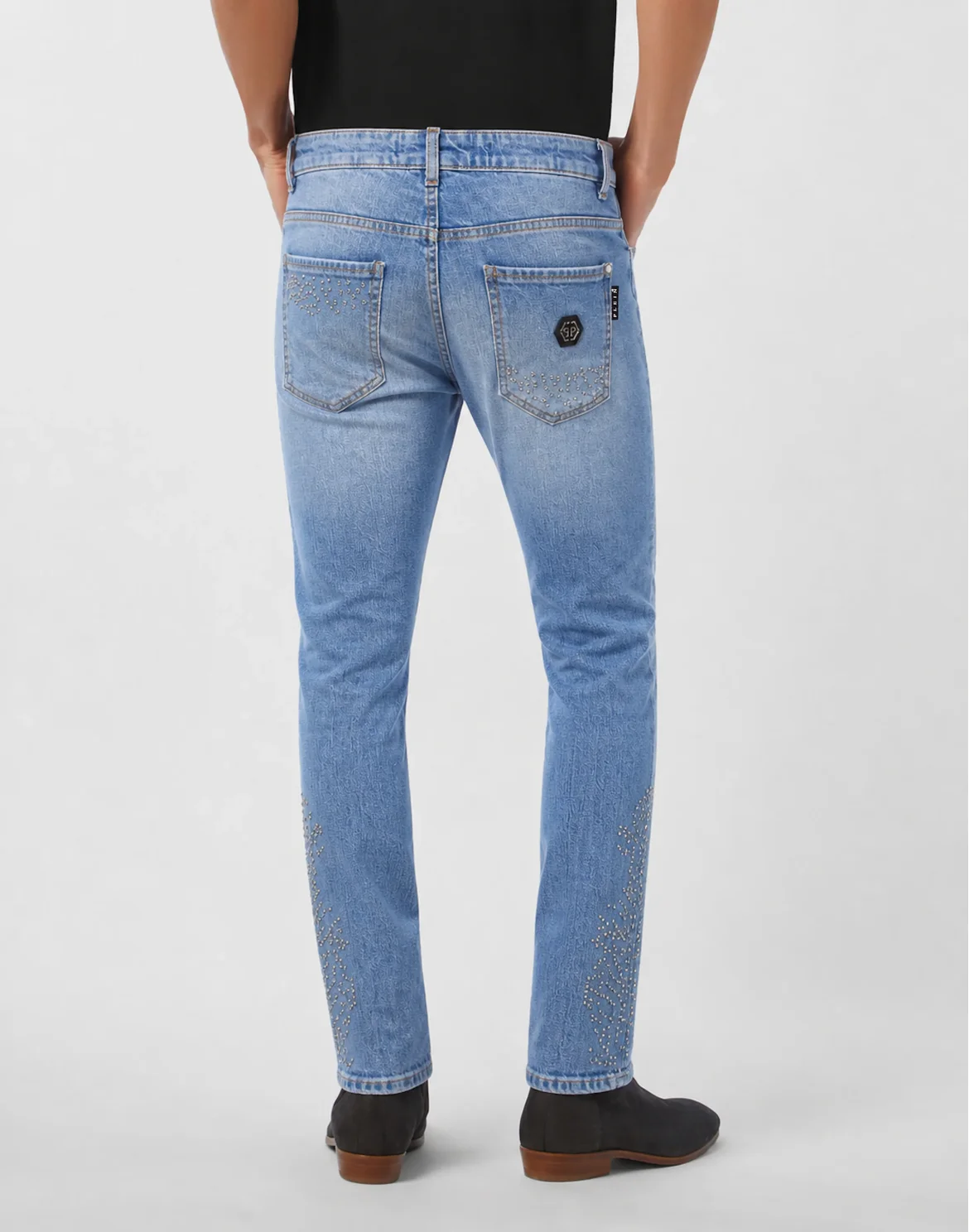 Denim Super Straight Cut Trousers Studs, цвет: Голубой