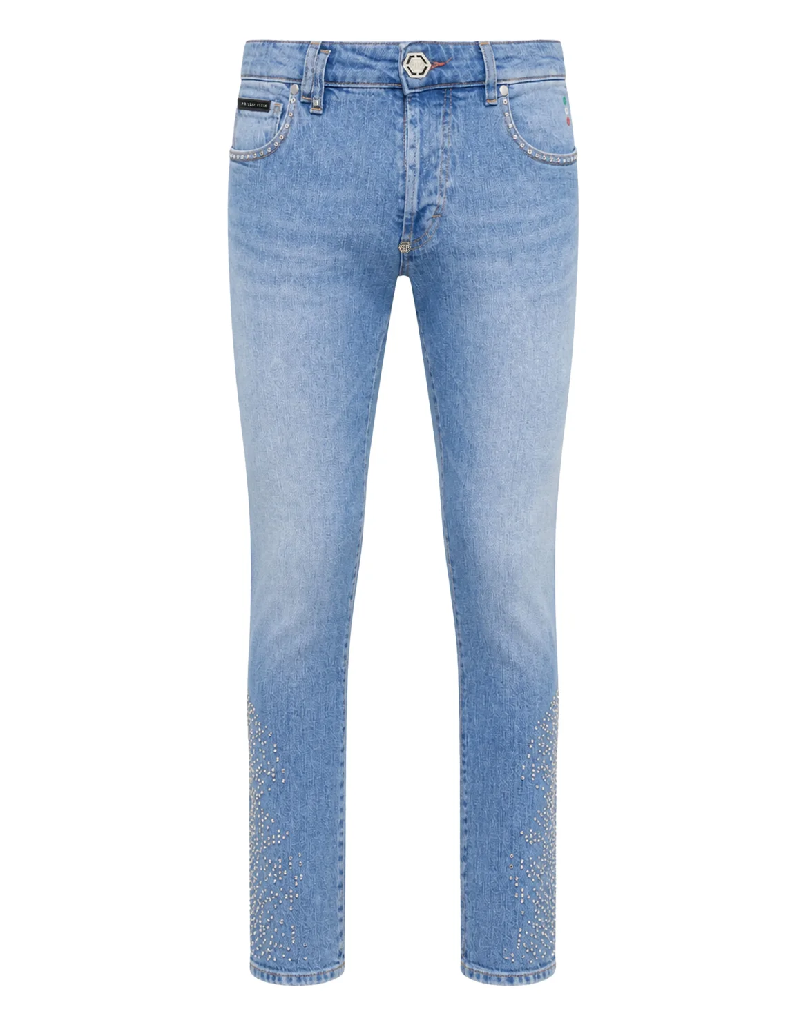 Denim Super Straight Cut Trousers Studs, цвет: Голубой