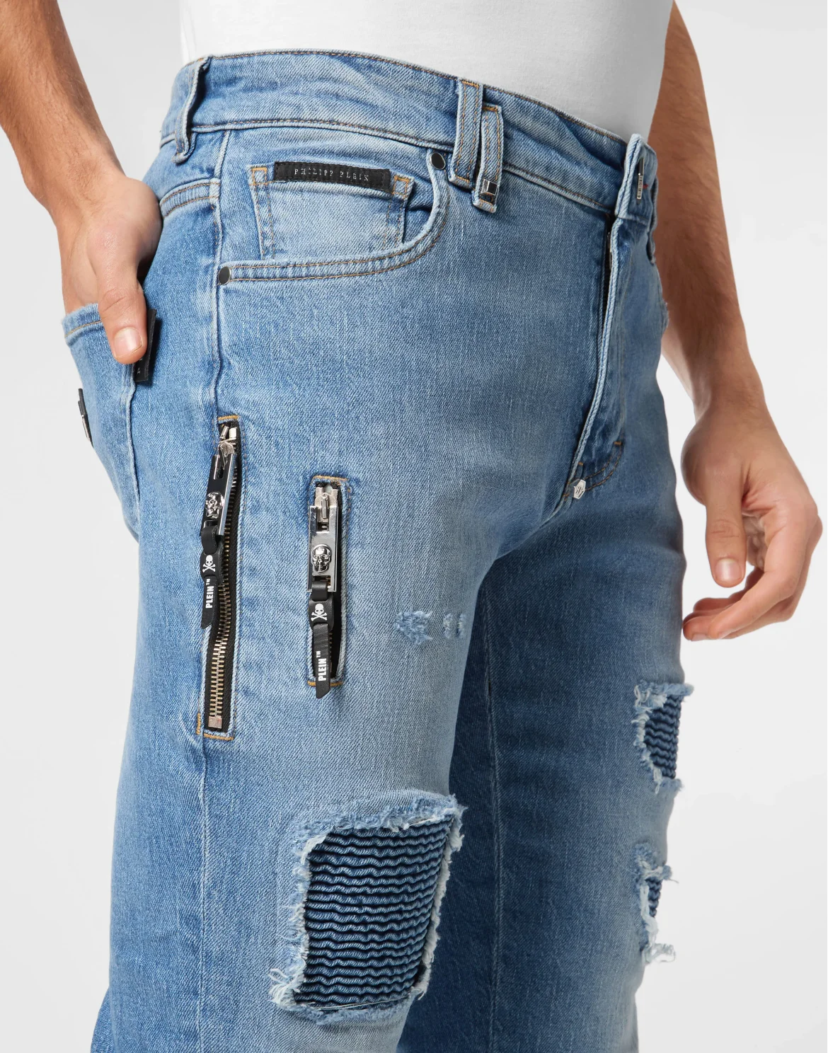 Denim Rock Star Fit Trousers Studs, цвет: Голубой