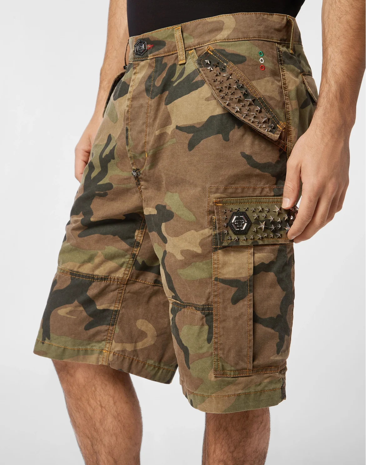 Denim Cargo Shorts Studs, цвет: Камуфляж