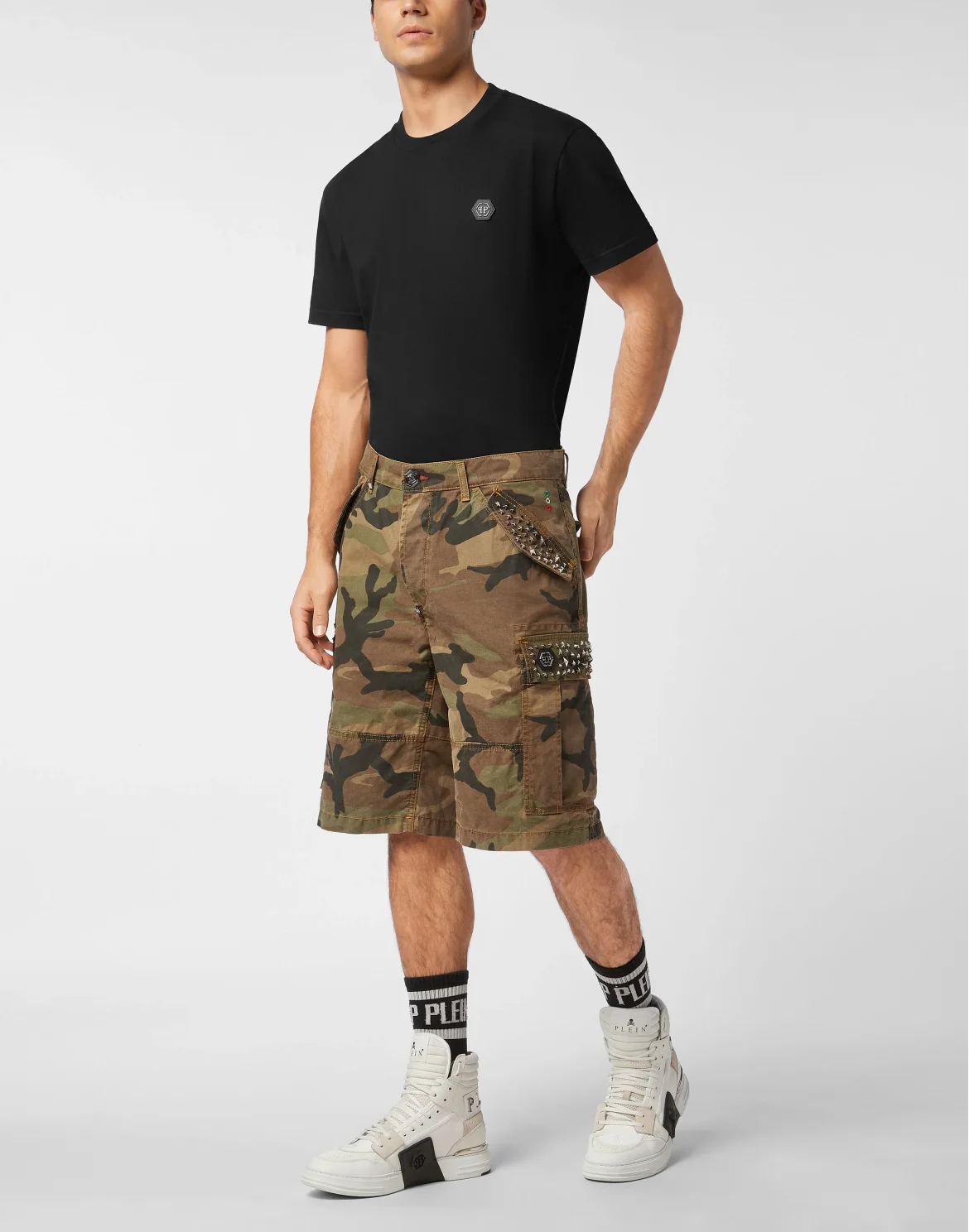 Denim Cargo Shorts Studs, цвет: Камуфляж
