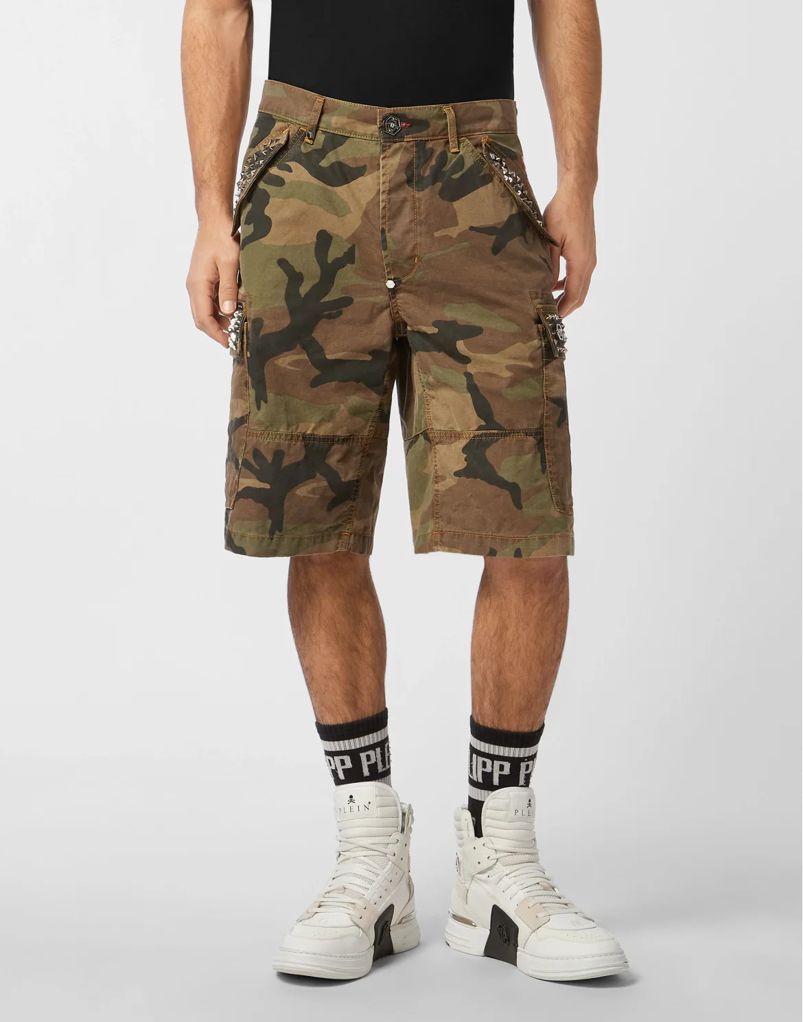 Denim Cargo Shorts Studs, цвет: Камуфляж