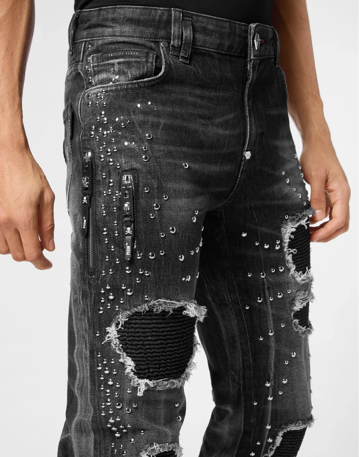 Denim Rock Star Fit Trousers Studs, цвет: Серый