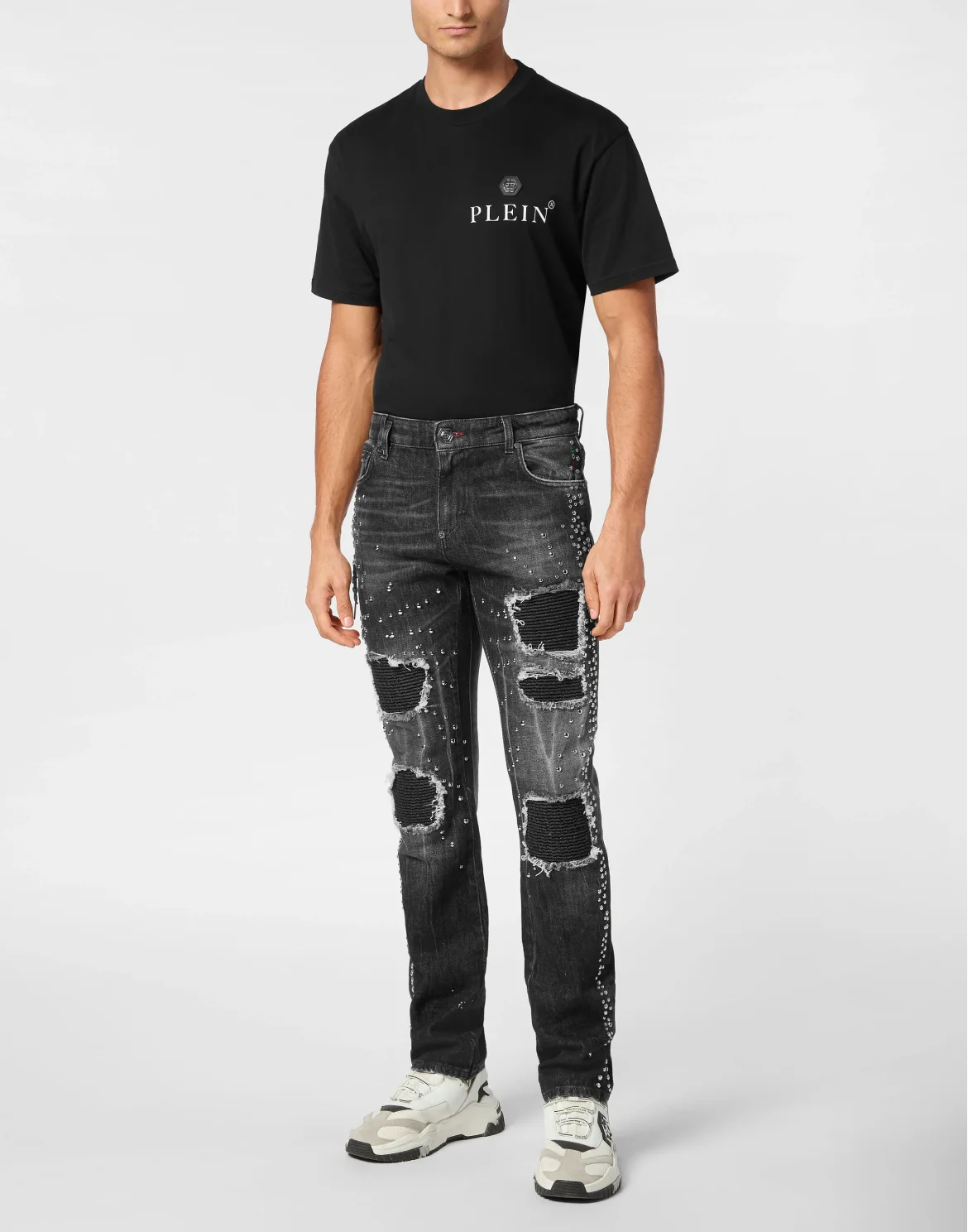 Denim Rock Star Fit Trousers Studs, цвет: Серый