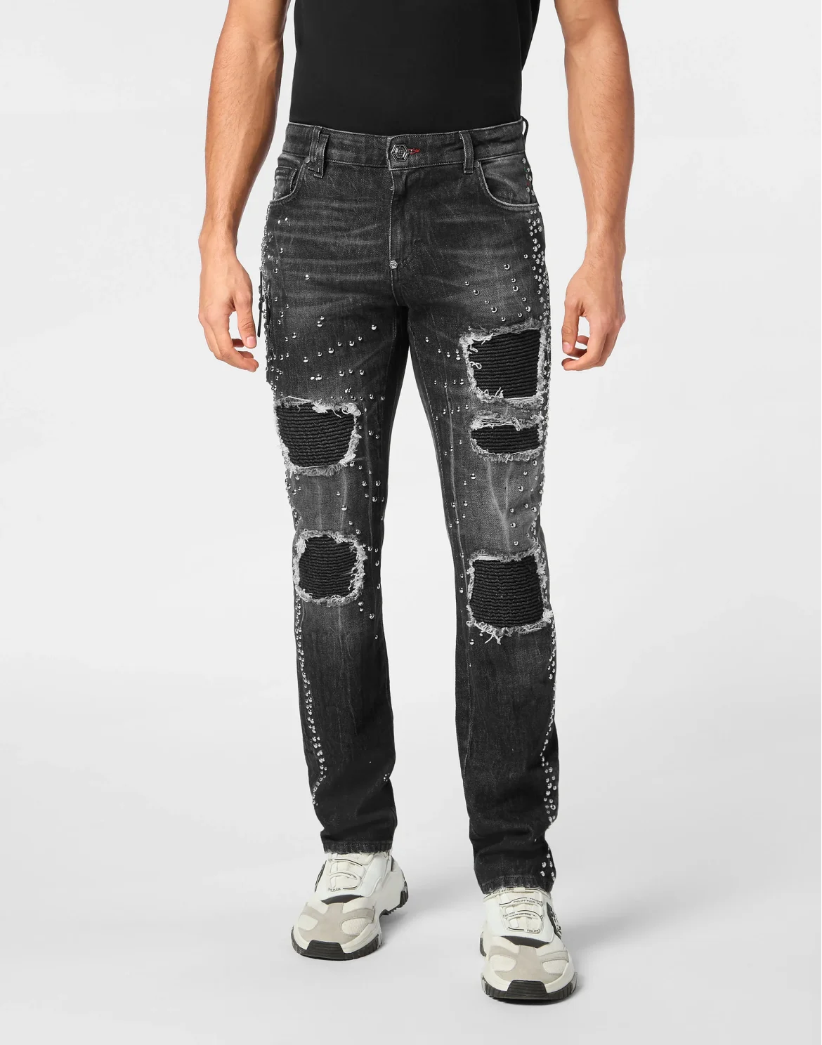 Denim Rock Star Fit Trousers Studs, цвет: Серый