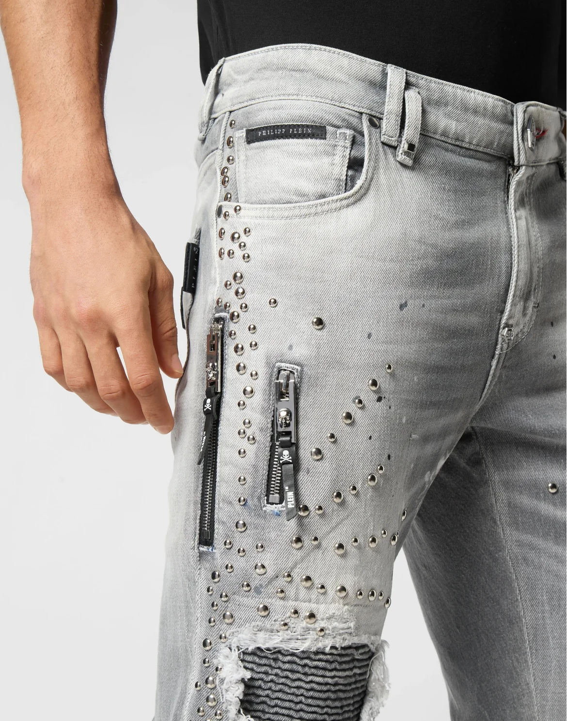 Denim Rock Star Fit Trousers Studs, цвет: Серый