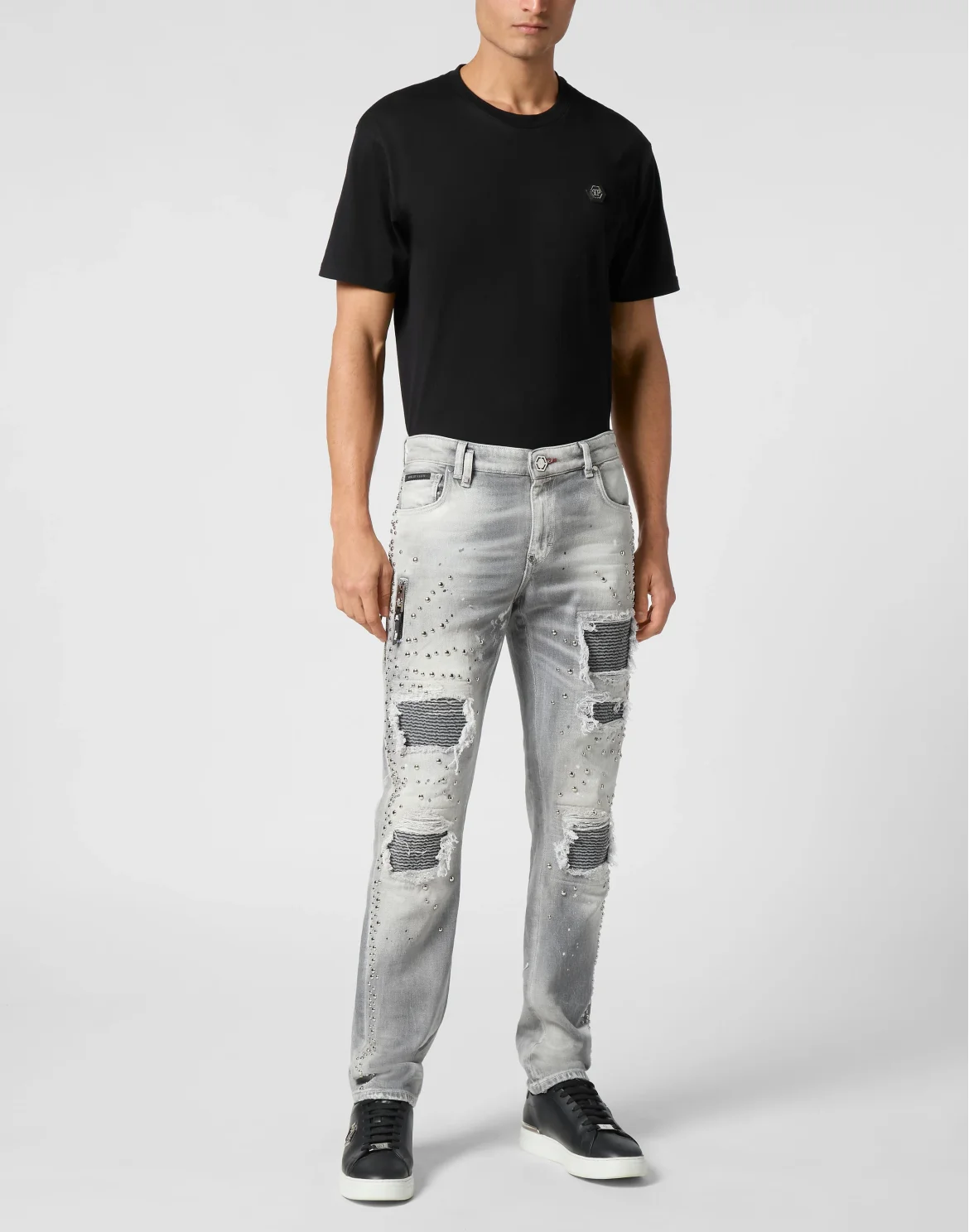 Denim Rock Star Fit Trousers Studs, цвет: Серый