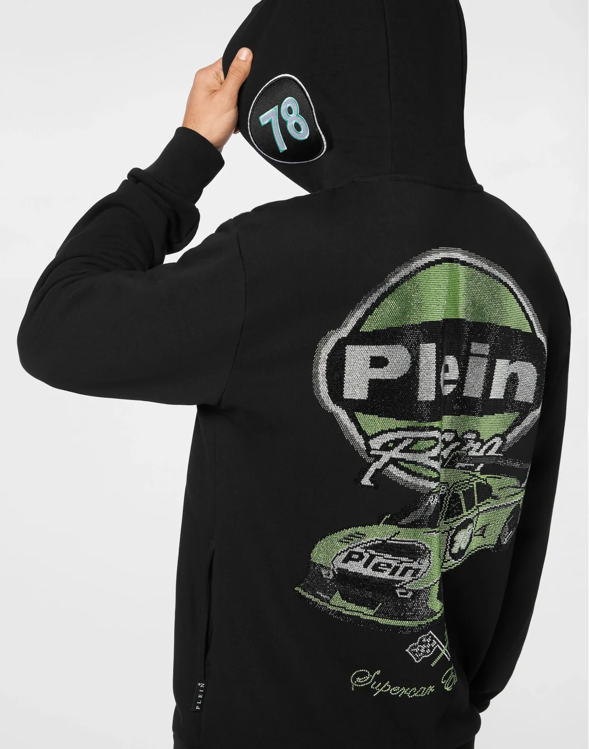 Hoodie Sweatshirt LS Strass Cars Racing, цвет: Черный