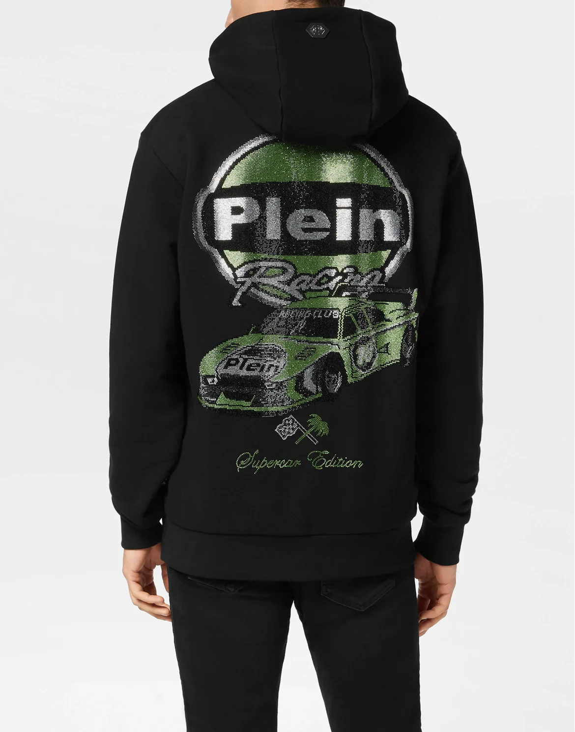 Hoodie Sweatshirt LS Strass Cars Racing, цвет: Черный