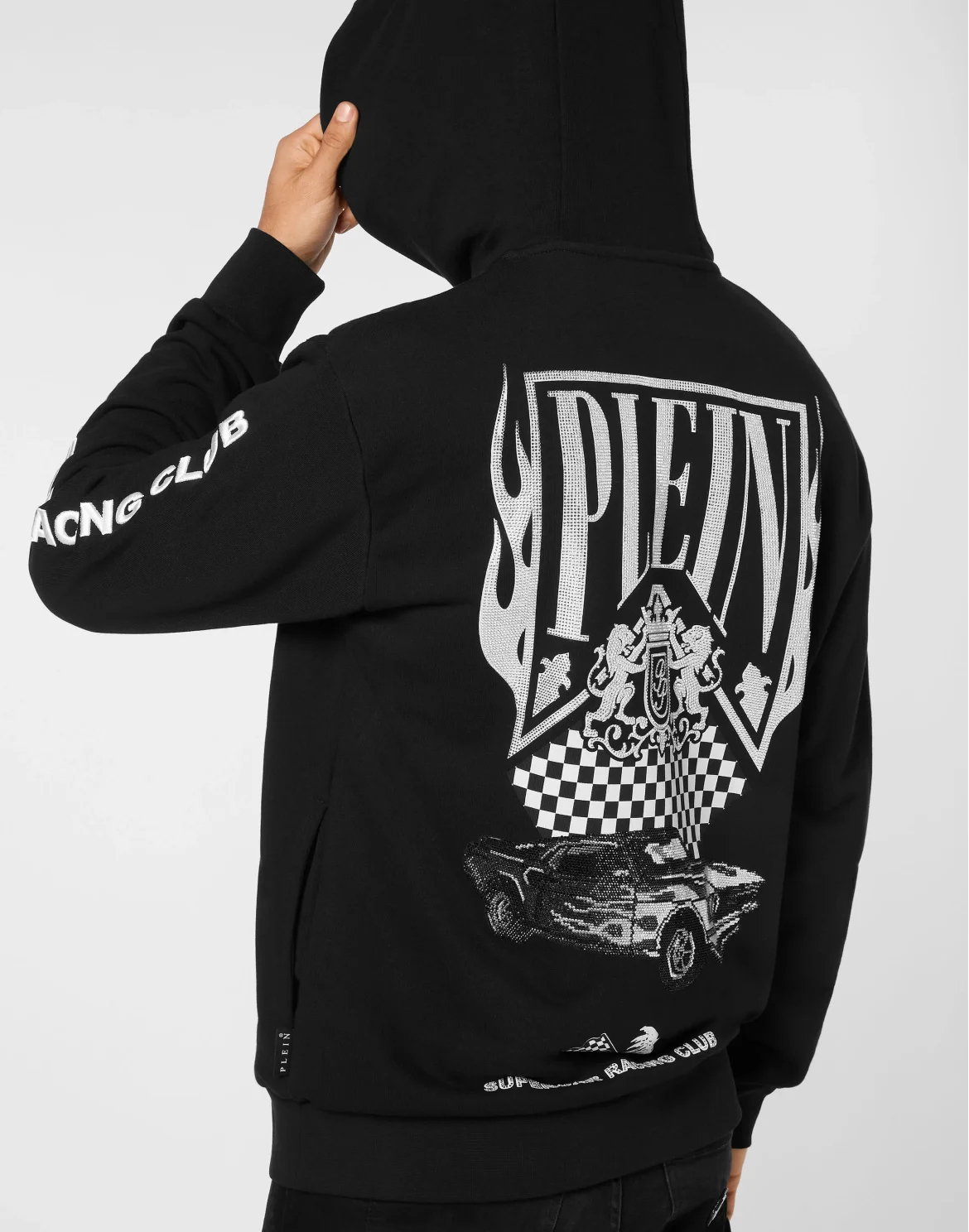 Hoodie Sweatshirt LS Strass Flame Racing, цвет: Черный