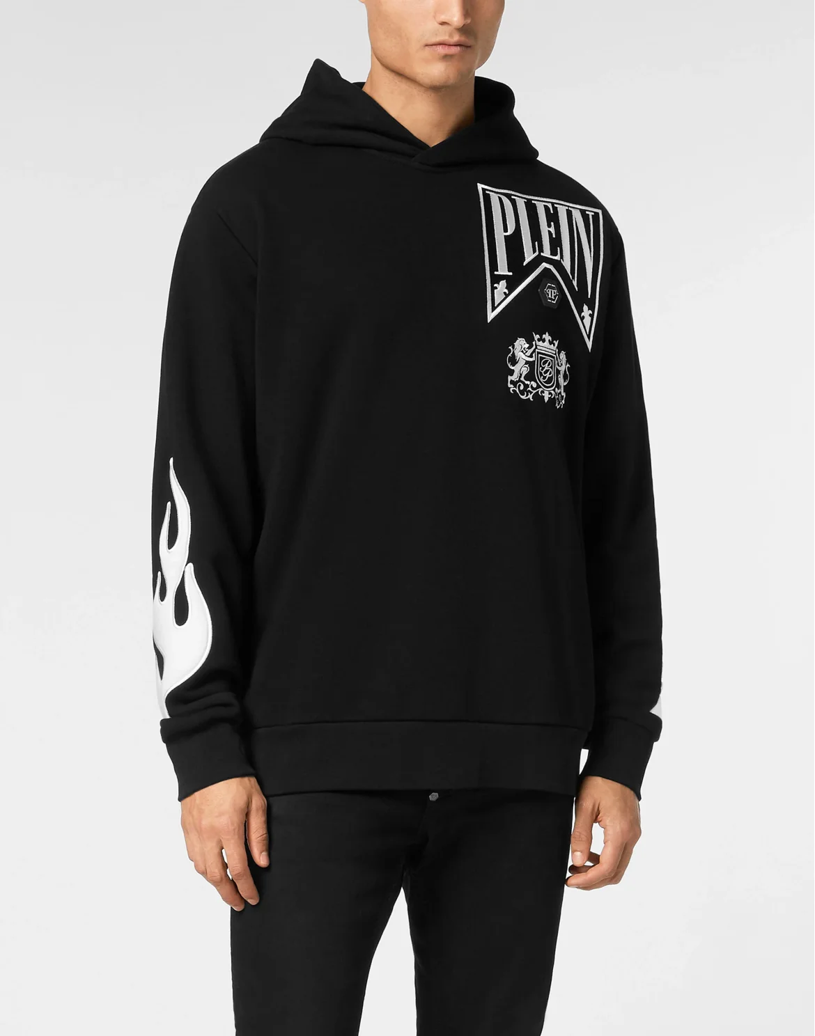 Hoodie Sweatshirt LS Strass Flame Racing, цвет: Черный