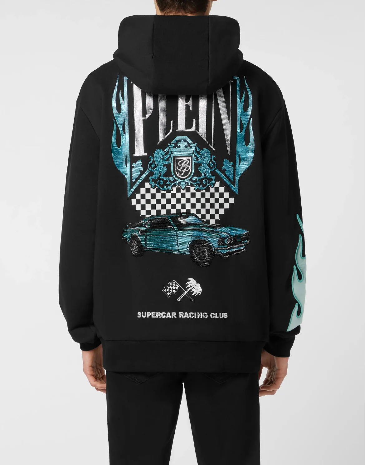 Hoodie Sweatshirt LS Strass Flame Racing, цвет: Черный