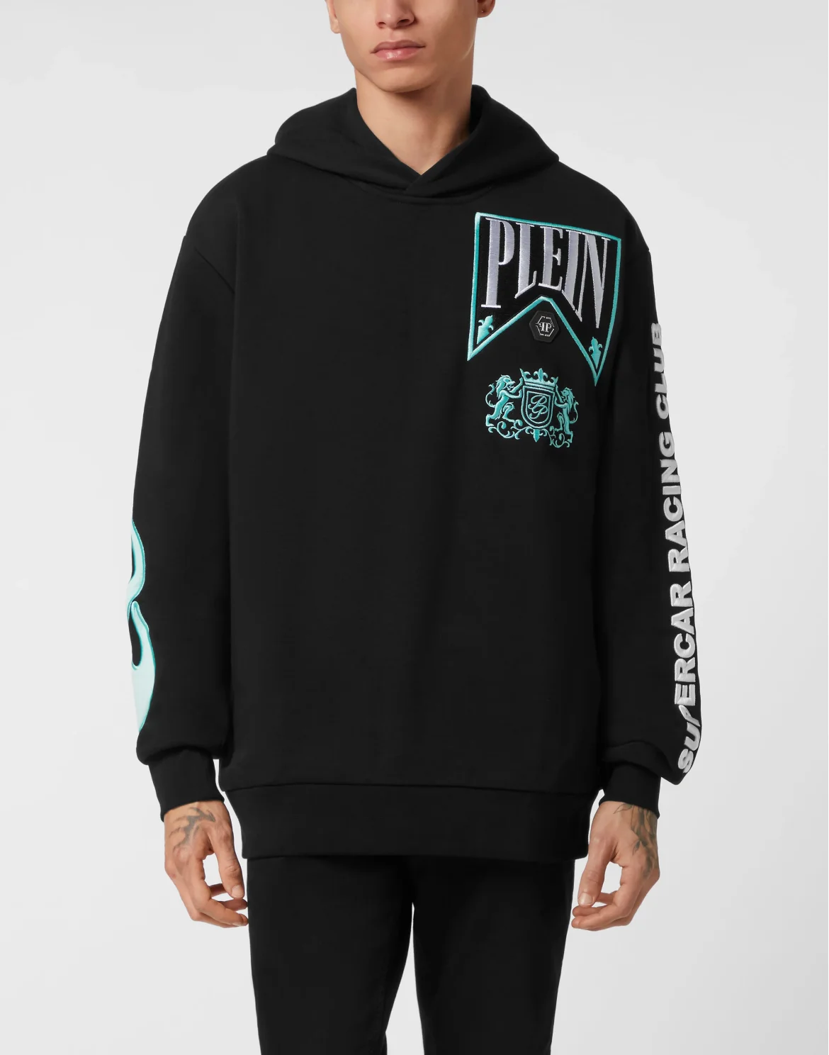 Hoodie Sweatshirt LS Strass Flame Racing, цвет: Черный