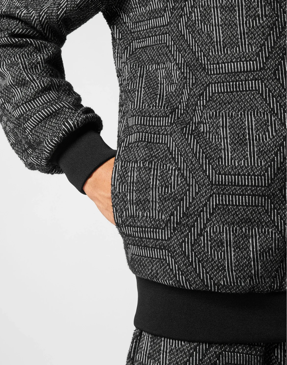 Jacquard Jogging Jacket LS Monogram, цвет: Черный