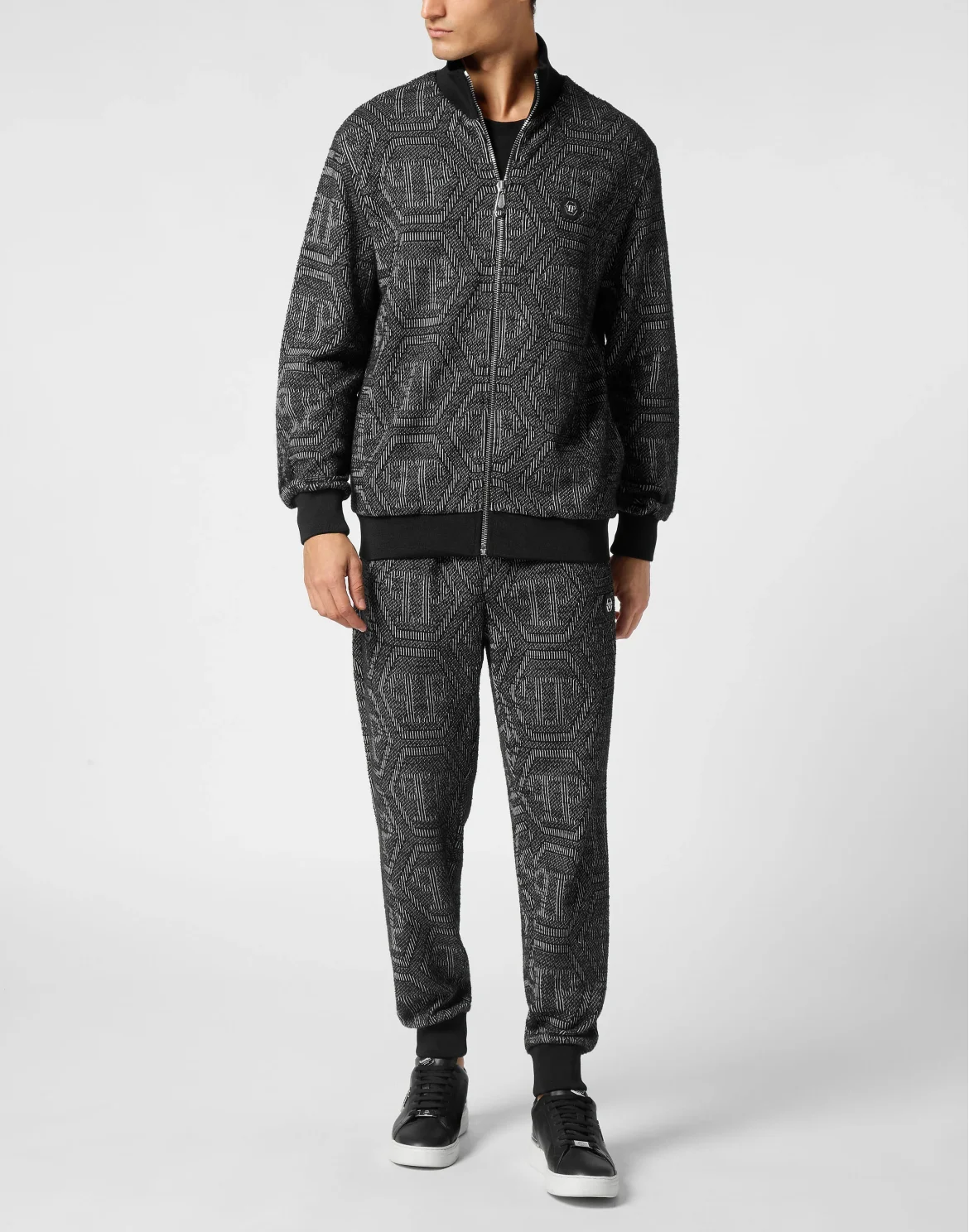 Jacquard Jogging Jacket LS Monogram, цвет: Черный