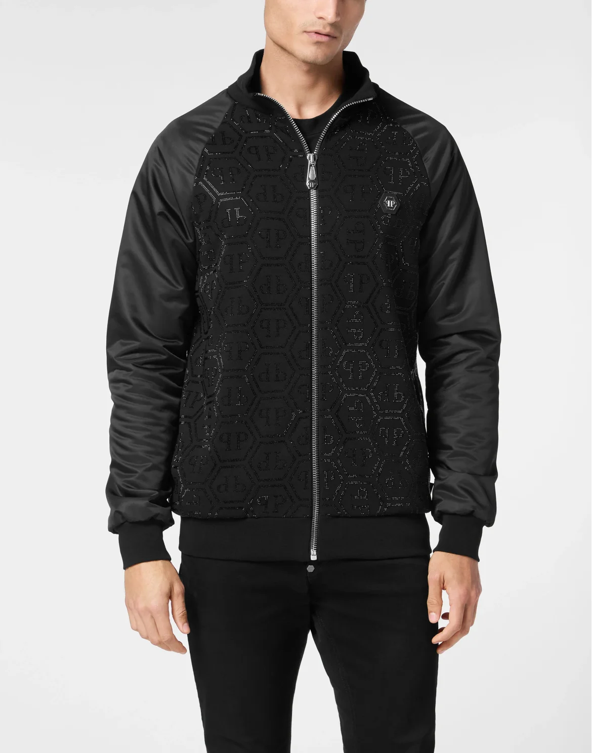 Jacket Jogging Nylon Inserts Monogram Strass, цвет: Черный