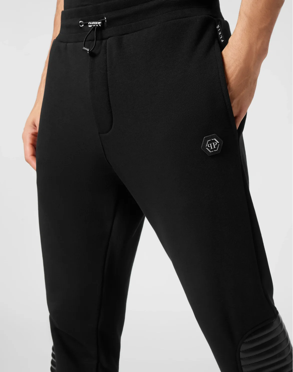 Jogging Trousers With Leather Inserts, цвет: Черный