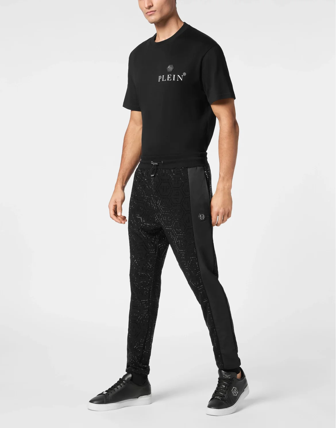 Trousers Jogging Nylon Inserts Monogram Strass, цвет: Черный