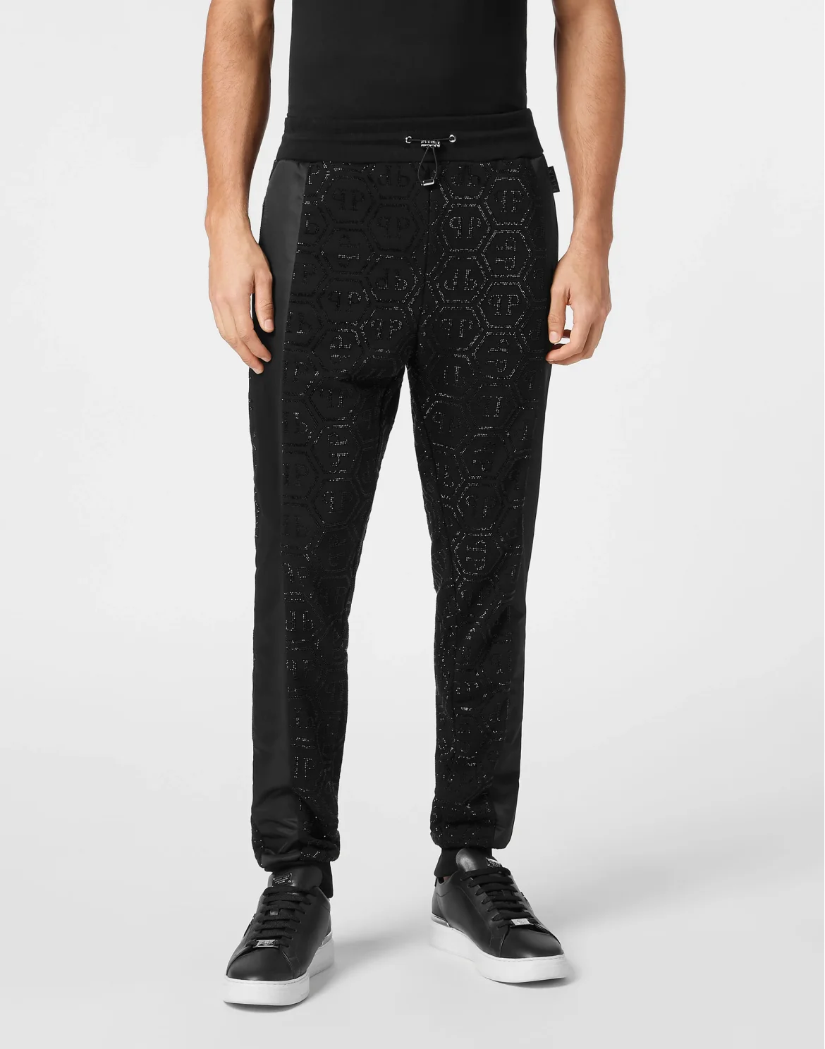 Trousers Jogging Nylon Inserts Monogram Strass, цвет: Черный