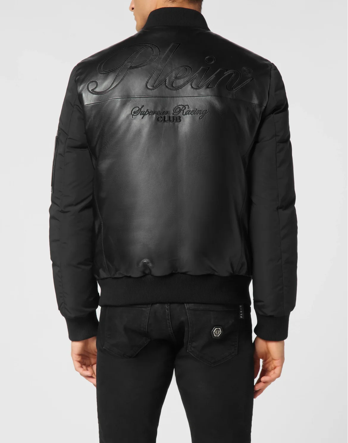 Leather Bomber Jacket LS Racing Club, цвет: Черный